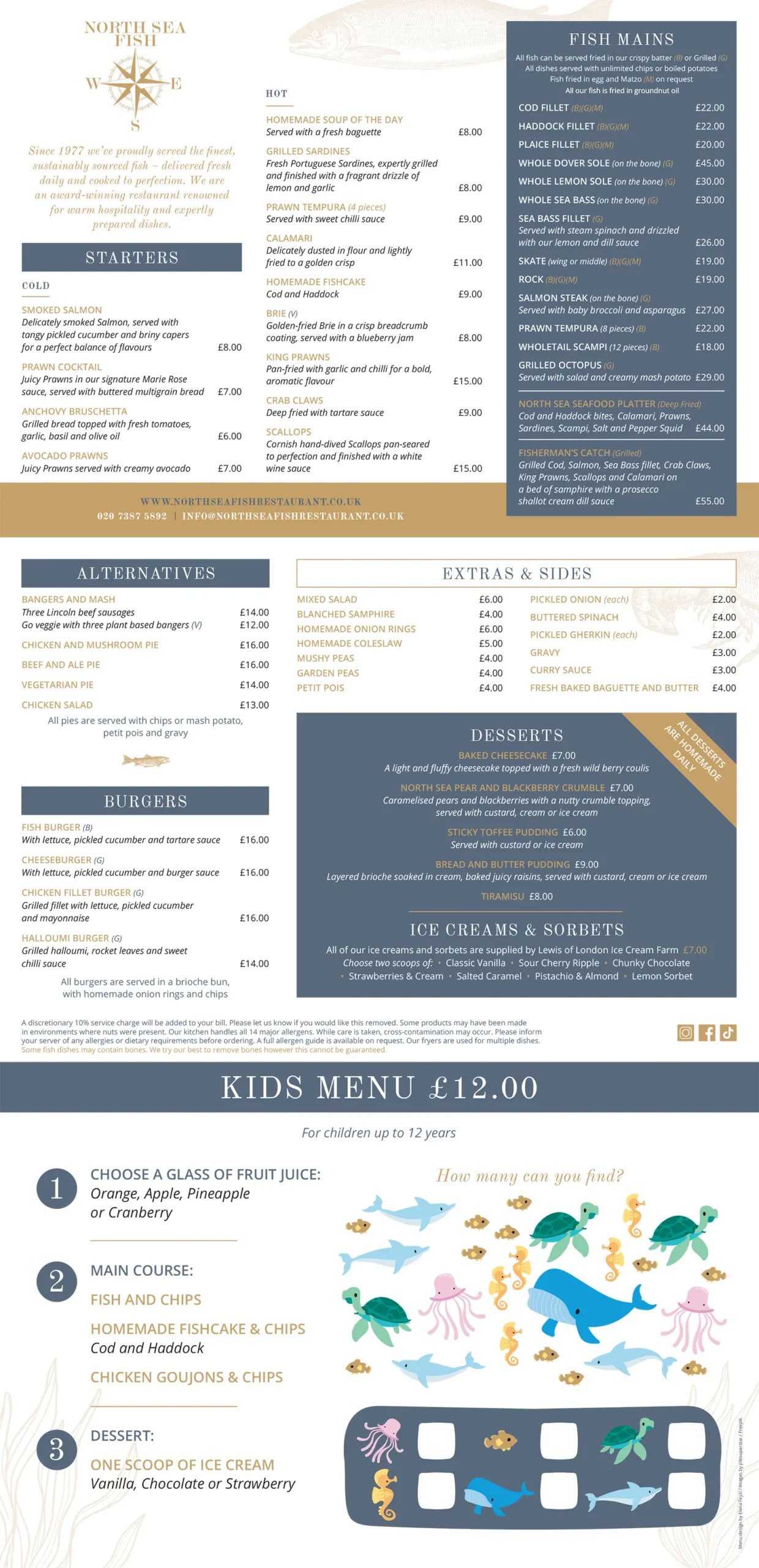 North Sea Fish Restaurant Menu